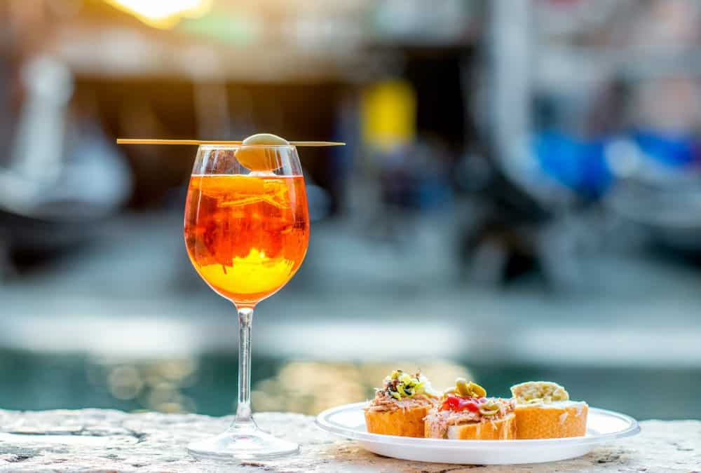venetian food with aperol spritz
