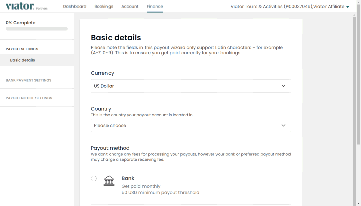 add payout details step 2