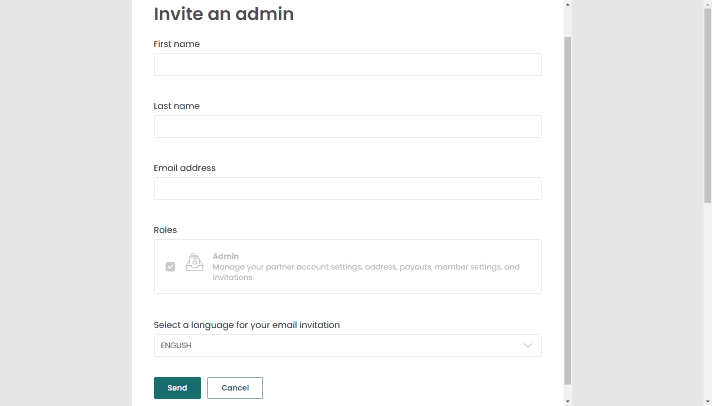 invite admin details