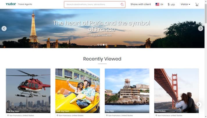 travel agent program homepage in italian
