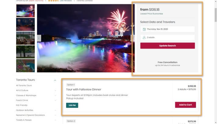 make booking - product variation