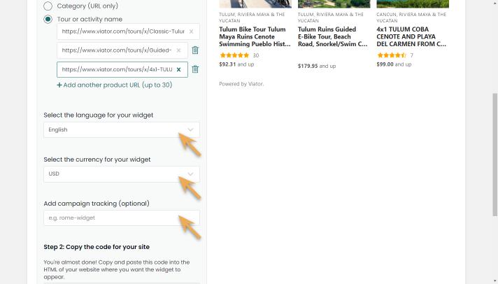 widget builder-curates list-customize
